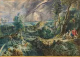 Landscape with Philemon and Baucis before Zeus and Hermes by Joseph Anton Koch, 1814, watercolour heightened with white on paper, offered Jun 2014