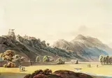 Johann Kniep, Osoppo near Gemona, Friuli, Veneto, watercolour and ink on paper