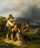 Matthias Ranftl, Children at the lakeside, 1851, oil on panel