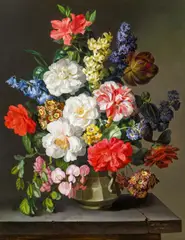 Anton Hartinger, Still life with flowers, 1840, oil on cardboard