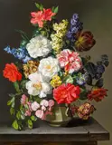 Anton Hartinger, Still life with flowers, 1840, oil on cardboard