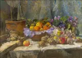 Tina Blau, Still life with apples, oil on canvas