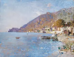 Robert Russ, View of the Lake Garda, circa 1900, tempera on cardboard