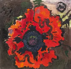 Max Weiler, Mohnblume, 1950, oil on board