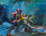 Sergius Pauser, Tulpen, 1946, oil on canvas