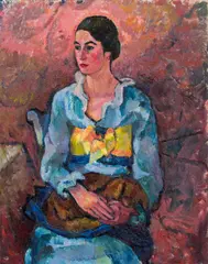 Hans Bohler, Spanish woman with Pekinese, 1917/18, oil on canvas