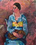 Hans Bohler, Spanish woman with Pekinese, 1917/18, oil on canvas