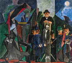 Gerhardt Frankl, Battisti and other figures, 1948, oil on canvas
