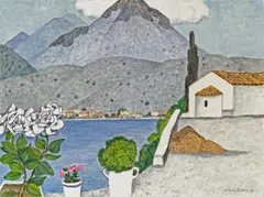 Herbert Breiter, Greek landscape, 1998, watercolour on paper