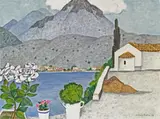 Herbert Breiter, Greek landscape, 1998, watercolour on paper