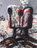 Walter Eckert, 2 heads, mixed technique on canvas