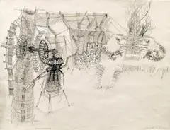 Tone Fink, Portugalerinnerung III, 1975, pencil, crayon on paper