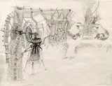 Tone Fink, Portugalerinnerung III, 1975, pencil, crayon on paper