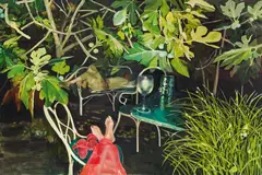 Moni K. Huber, Garten nachts II., 2013, oil and paper on canvas laminated