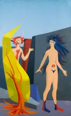 Wolfgang Hutter, The faun and the girl, 1957, tempera on fiberboard