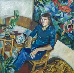 Josef Kern, Sitting person in a room, oil on canvas