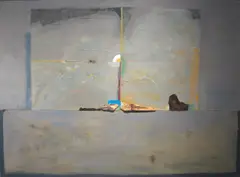 Karl Korab, Grey still life - fragments, 1996, mixed technique on canvas