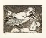 Maria Lassnig, Untitled, 1986, etching, drypoint and aquatint on spelter on paper, unframed