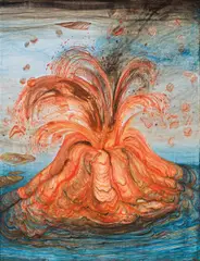 Anton Lehmden, The vulcano, 1988, oil on board