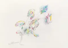Gustav Peichl, Das sind bunte Geisterblüten!, 2002, crayon on paper, unframed