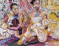 Simon Quendler, Women, mixed technique on canvas