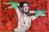 Peter Sengl, Dita von Teese posing for crocodils