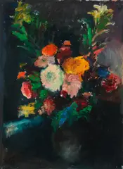Franz Wlcek, Flower bouquet in a jug, 1947, oil on canvas panel