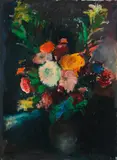 Franz Wlcek, Flower bouquet in a jug, 1947, oil on canvas panel