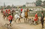 Ludovico Marchetti, Hunting party, watercolour on paper