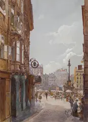 Otto Elsner, Vienna, Am Hof, gouache on paper