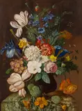 Franz Xaver Pieler, Still Life with flowers, oil on canvas