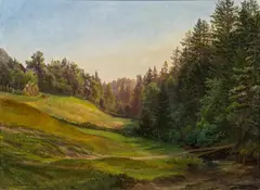 Landscape in Vorderstoder by Anton Schiffer, 1851, oil on paper on cardboard, offered Jan 2014