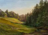 Anton Schiffer, Landscape in Vorderstoder, 1851, oil on paper on cardboard