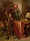 Eduard Ritter, Children making music, oil on panel