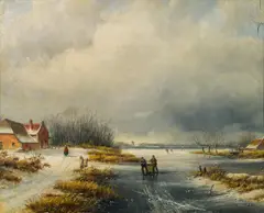 Winter landscape with skaters by Jan Jacob Spohler, oil on panel, sold Jan 2014