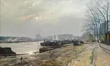 Frederick William Hattersley, Paris, Quai Henry IV, view on St. Louis & Notre-Dame, tempera on paper