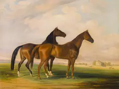 Two horses by Henri Delattre, 1849, oil on canvas, sold Jan 2014