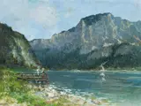 Desiderius Fangh, View from the Altausseer Lake towards Trisselwand, gouache on paper