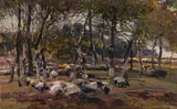 Heinrich von Zügel, Flock of sheep under trees