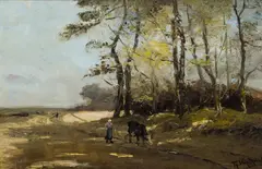 Théodore Verstraete, Landscape, Öl auf Holz