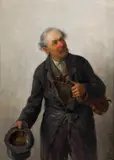 Josef Kinzel, The old fiddle player, 1898, oil on panel