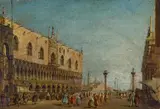 St. Marks square by follower of Francesco Guardi, Öl auf Leinwand, sold Jan 2014