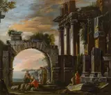 attributet to Giovanni Ghisolfi, Capriccio with ruins, oil on canvas