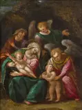 The holy family by Girolamo Marchesi, called Girolamo da Cotignola , attributet to, oil on copper, offered Jan 2014