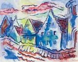 Alfred Wickenburg, Houses, 1953, watercolour on paper
