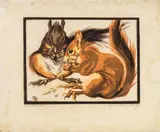 Squirrels by Norbertine Bresslern-Roth, colour linocut, unframed, sold Jan 2014