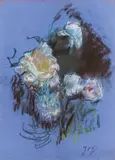 Josef Dobrowsky, White peonies, pastell on paper
