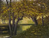 Walter Stoitzner, Autumn landscape, c. 1918, oil on board