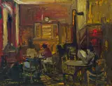 Ferdinand Stransky, Volkscafé, 1963, oil on plate