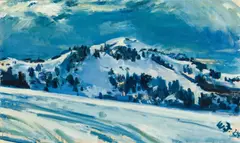 Winter landscape in Switzerland by Walter Jacob, 1924, oil on canvas, sold Jan 2014
